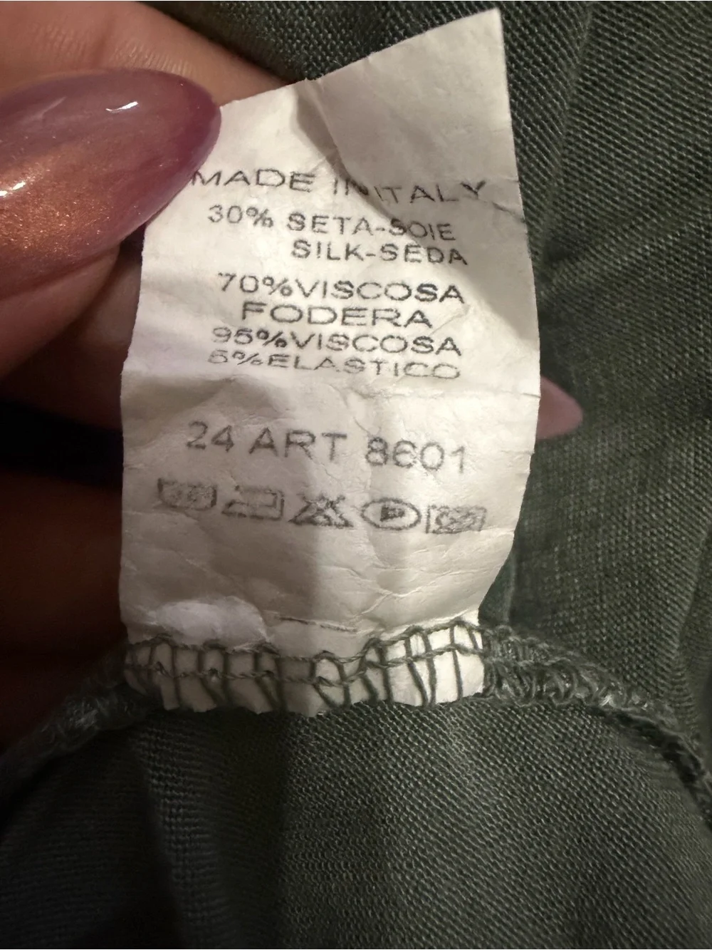 Vintage Made in Italy Silk Tiered Ruffle Maxi Skirt - Olive Green - Small